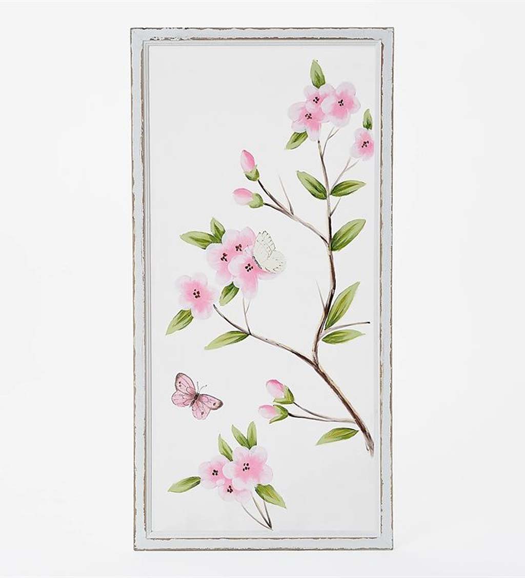 Cherry Blossom Painted Screen Wall Hanging