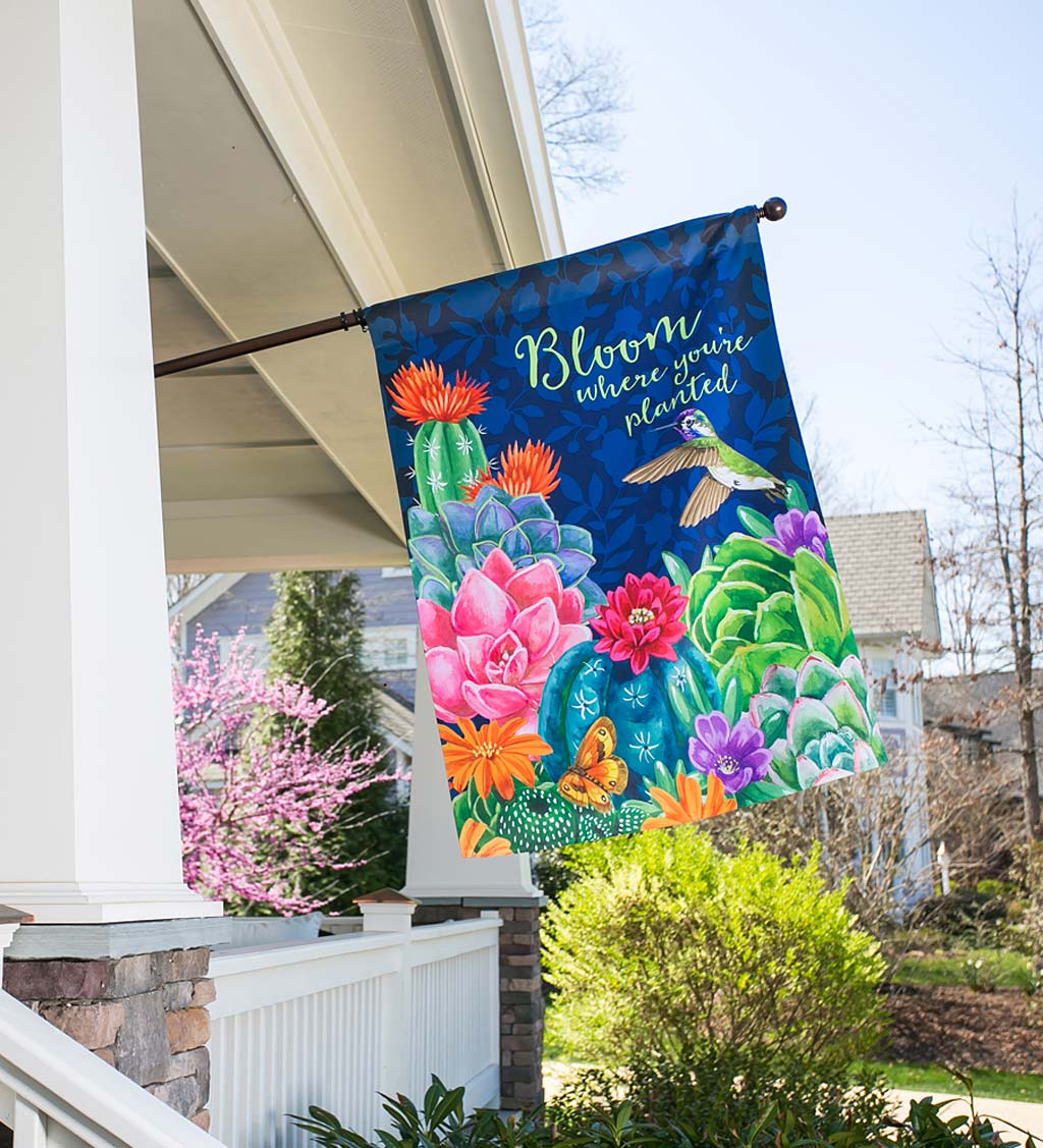 Bloom Where You're Planted Suede House Flag