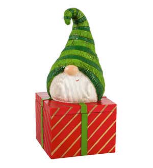 Holiday Gnome Gift Box Garden Statuary, Set of 3