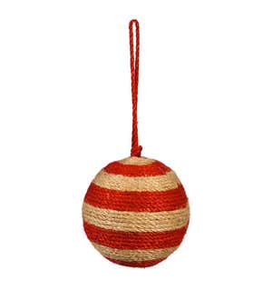 Red and Green Natural-Fiber Ornaments, Set of 6