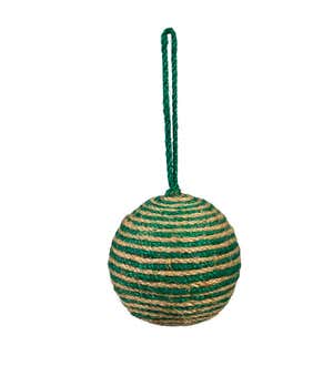 Red and Green Natural-Fiber Ornaments, Set of 6