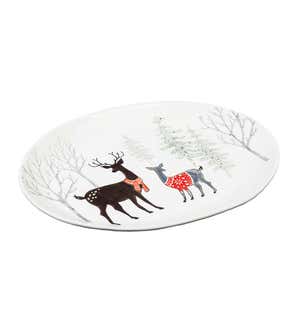 Winter Wonderland Deer Ceramic Holiday Platter