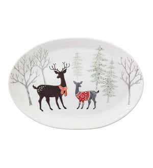 Winter Wonderland Deer Ceramic Holiday Platter