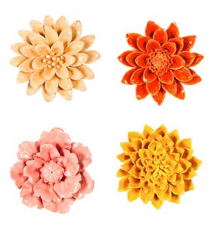 6" Adelaide Ceramic Flower Wall Décor, 12-Piece Set