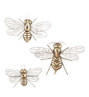 Bronze-Toned Bee Wall Art, Set of 3
