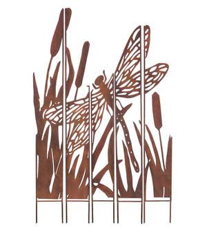 Metal Dragonfly Landscape Panel Stakes, Set of 5