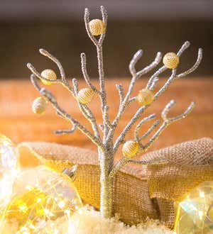 Metallic Holiday Trees with Ornaments, Set of 4