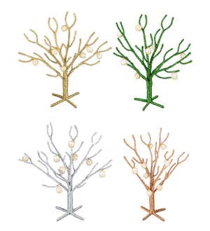Metallic Holiday Trees with Ornaments, Set of 4