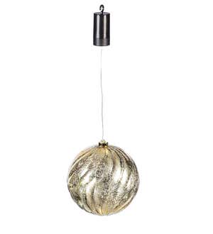 Indoor/Outdoor Shatterproof Holiday LED Lighted Hanging Ornament, Set of 2 - Silver and Gold