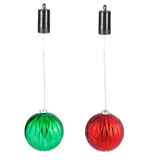 Indoor/Outdoor Shatterproof Holiday LED Lighted Hanging Ornament, Green and Red - Red and Green