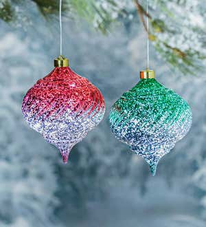 6" Indoor/Outdoor Shatterproof Lighted Ombre Onion Ornaments, Set of 2
