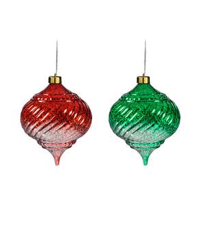 6" Indoor/Outdoor Shatterproof Lighted Ombre Onion Ornaments, Set of 2