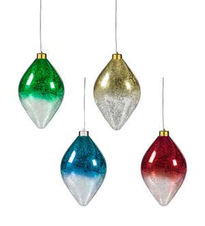 Indoor/Outdoor Lighted Shatterproof Hanging Holiday Ombre Ornaments, Set of 4
