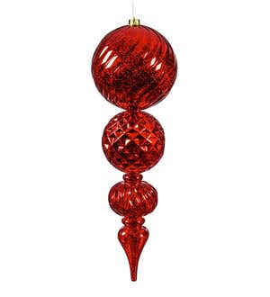 24"L Indoor/Outdoor Shatterproof Lighted Holiday Finial Ornaments, Set of 2 - Green/Red