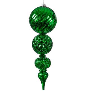 24"L Indoor/Outdoor Shatterproof Lighted Holiday Finial Ornaments, Set of 2 - Green/Red