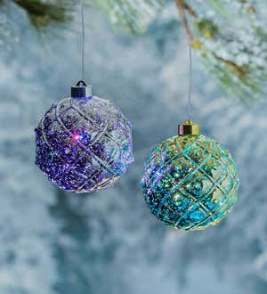 5" Indoor/Outdoor Shatterproof Lighted Multicolor Ornaments, Set of 2 - Silver/Gold