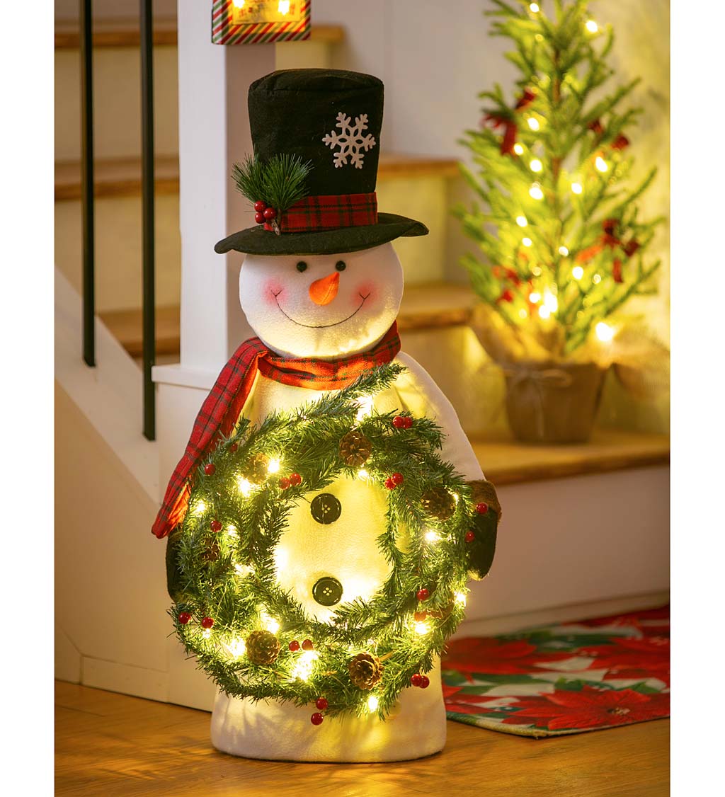 Snowman with LED Light Wreath Tabletop Décor