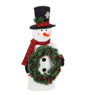 Snowman with LED Light Wreath Tabletop Décor