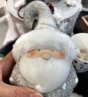 Snowflake Glazed Santa and Snowman with Fur-Trimmed Hat, Set of 2