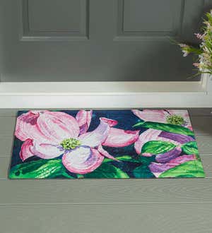 Indoor/Outdoor Embossed Dogwood Blossoms Floor Mat