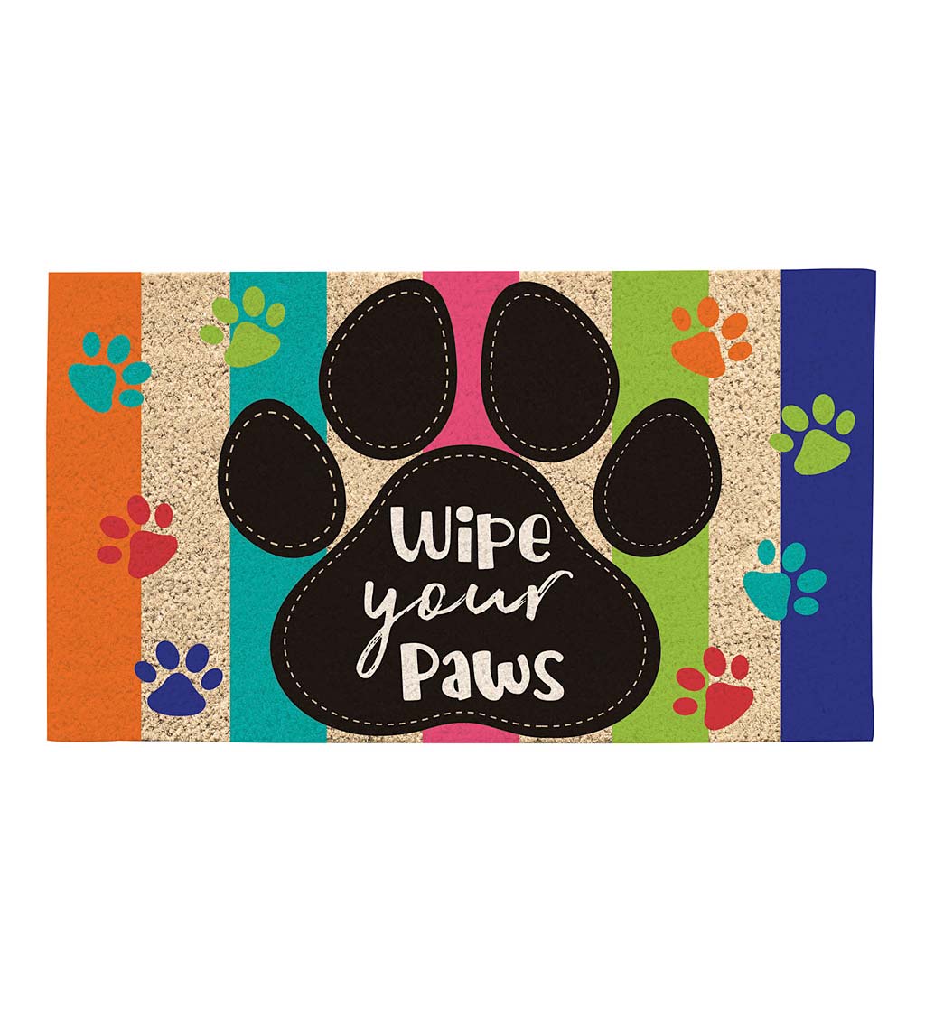 Colorful Wipe Your Paws Coir Fiber Welcome Mat