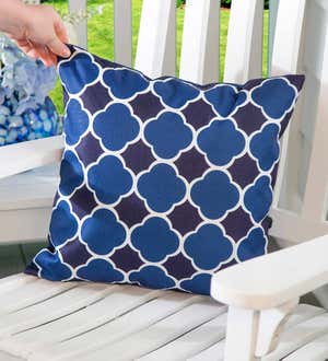 Indoor/Outdoor Reversible Hydrangea and Lattice Throw Pillow Replacement Cover