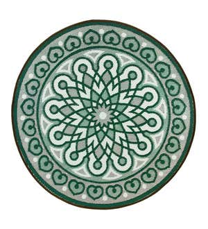 6' Green and Gray Indoor/Outdoor Round Rug - Terracotta