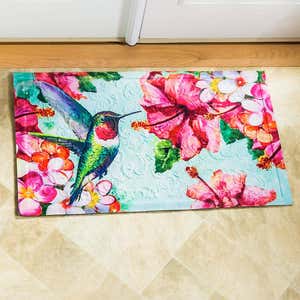 Hummingbird and Hibiscus Embossed Floor Mat