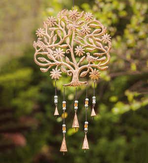 Golden Tree of Life Garden Bells