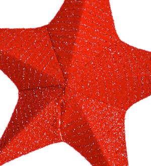 Small Lighted Hanging Fabric Star - Blue