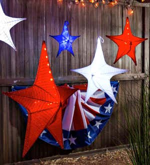 Small Lighted Hanging Fabric Star - White