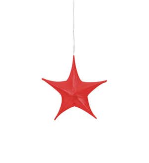 Small Lighted Hanging Fabric Star - White