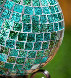 Mosaic Glass Gazing Garden Ball - Turquoise