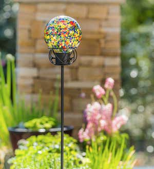 Multicolored Glass Gazing Ball - Bright Floral