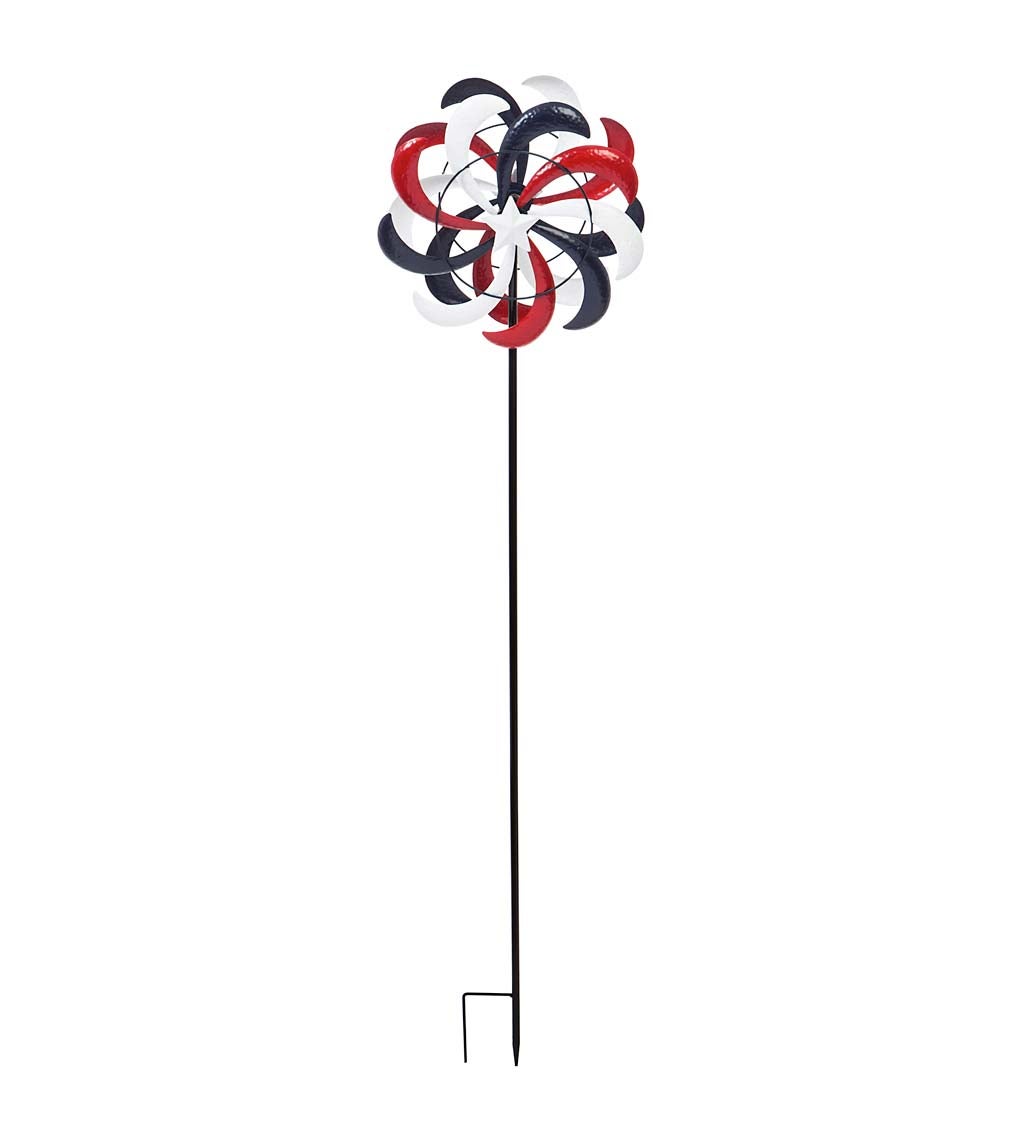 Red, White and Blue Stars and Swirls Americana Wind Spinner