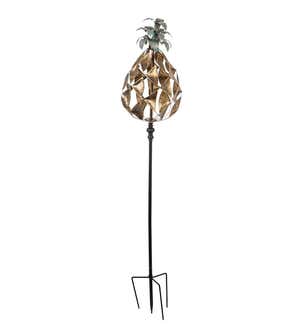 Verdigris and Golden Metal Pineapple Wind Spinner