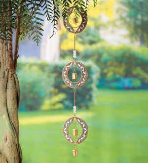 Handcrafted 3-Tier Beaded Metal Wind Chime - Red