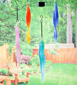 Handcrafted Abstract Hanging Art Glass Ribbon Ornaments, Set of 4