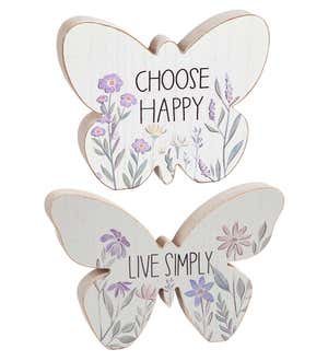 Wooden Butterfly Table Décor, Set of 2