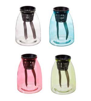 Glass Vase Self-Watering Wicking Planters with Canvas Wicks, Set of 4