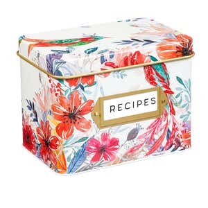 Recipe Tin with Recipe Cards and Ceramic Cup