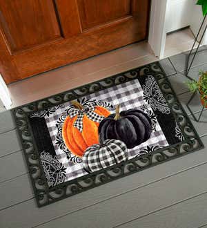 Indoor/Outdoor Pumpkin Check Embossed Floor Mat