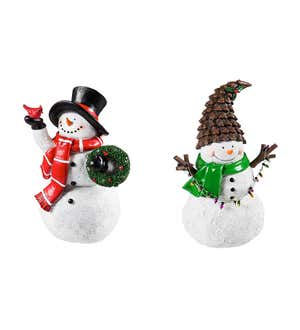 Lighted Holiday Snowmen, Set of 2