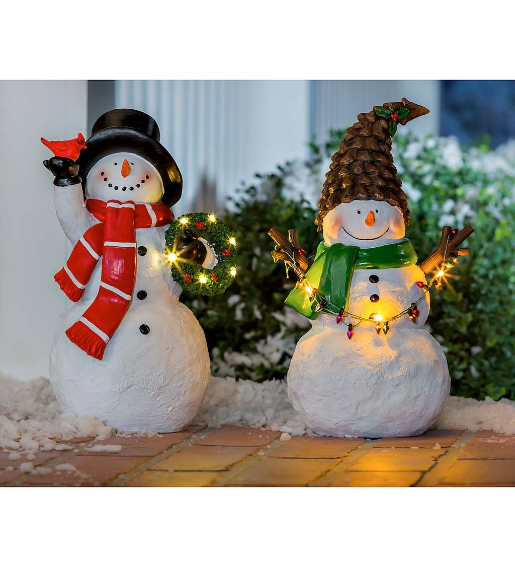 Lighted Holiday Snowmen, Set of 2