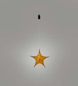 Lighted Hanging Fabric Star, Small Gold