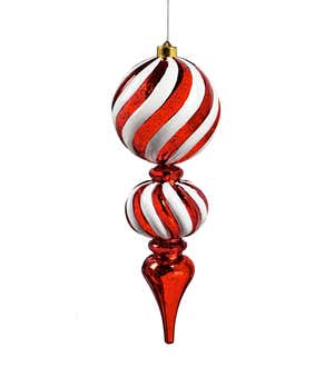 Large Red and White Lighted Holiday Finial Ornament