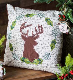 Holiday Deer and Wreath Pillow