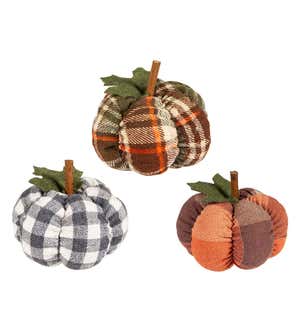 Plush Patterned Pumpkins, Set of 9