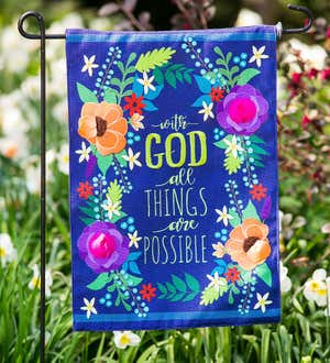 All Things Are Possible Burlap Garden Flag