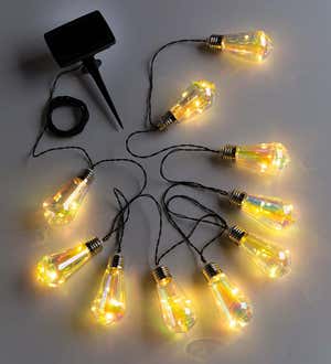 Solar Vintage-Style Iridescent Light Bulb String Lights